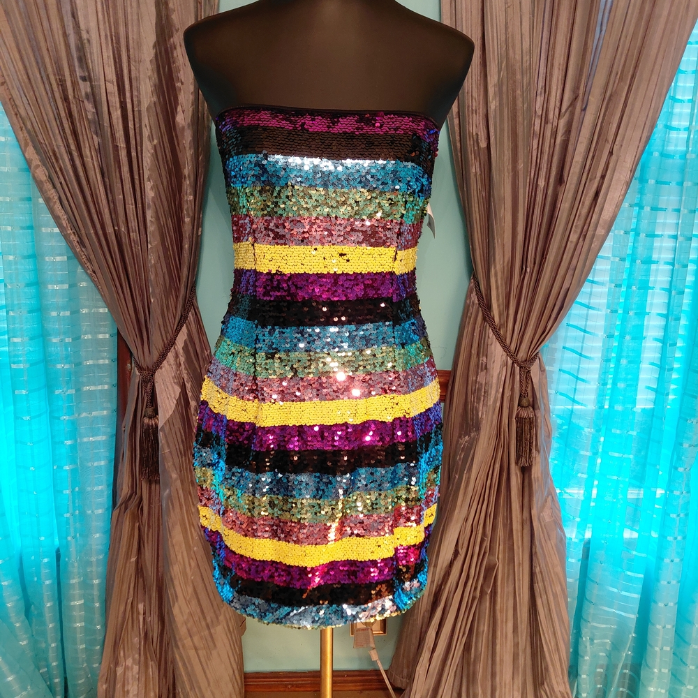 Vibrant Strapless Sequin Dress